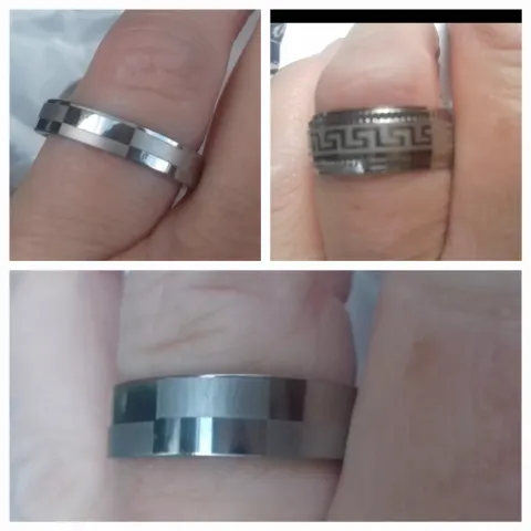 3 x Titanium & Steel Ring Retro Smooth Anti-Allergy Fashion Rings Men Or Ladies