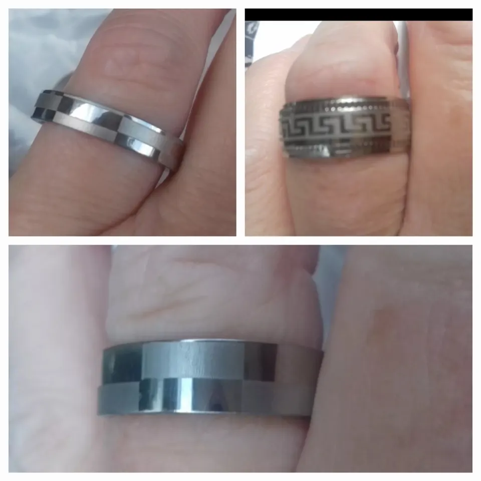 3 x Titanium & Steel Ring Retro Smooth Anti-Allergy Fashion Rings Men Or Ladies