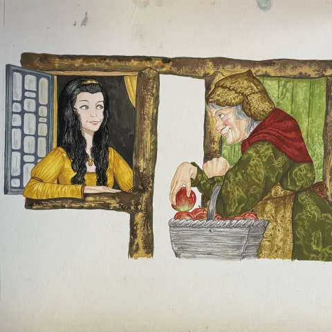 Snow White Original Vintage 1970's Book Artwork & COA & Copy of Page Free Post In UK