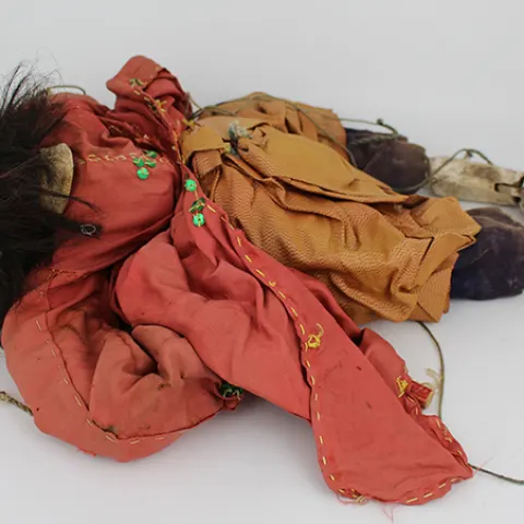 Old Painted Carved Wood Oriental Marionette