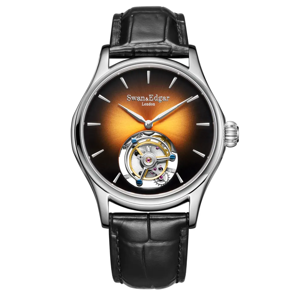 Swan & Edgar Hand Assembled Tourbillon Orange Watch - Free Delivery & 5 Year Warranty
