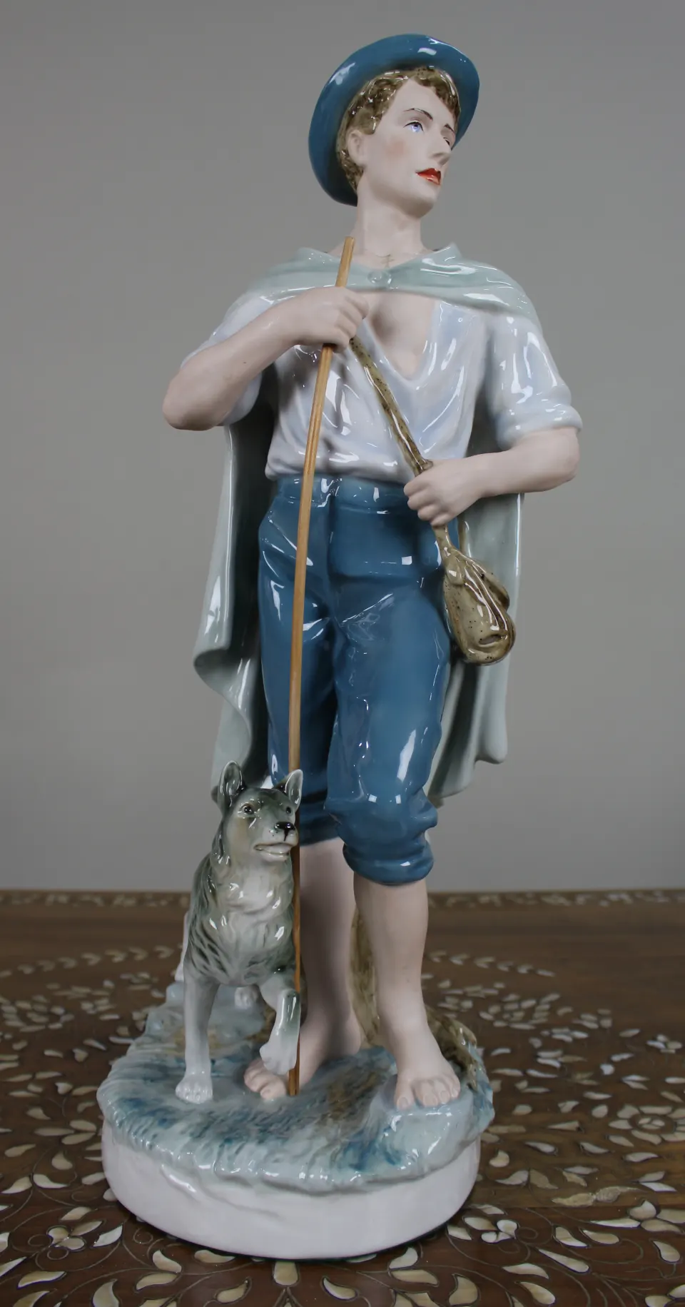 Large Royal Dux Porcelain Shepherd Figure, 20th Century