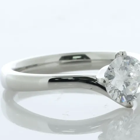 Platinum Single Stone Fancy Claw Set Diamond Ring 0.71 Carats