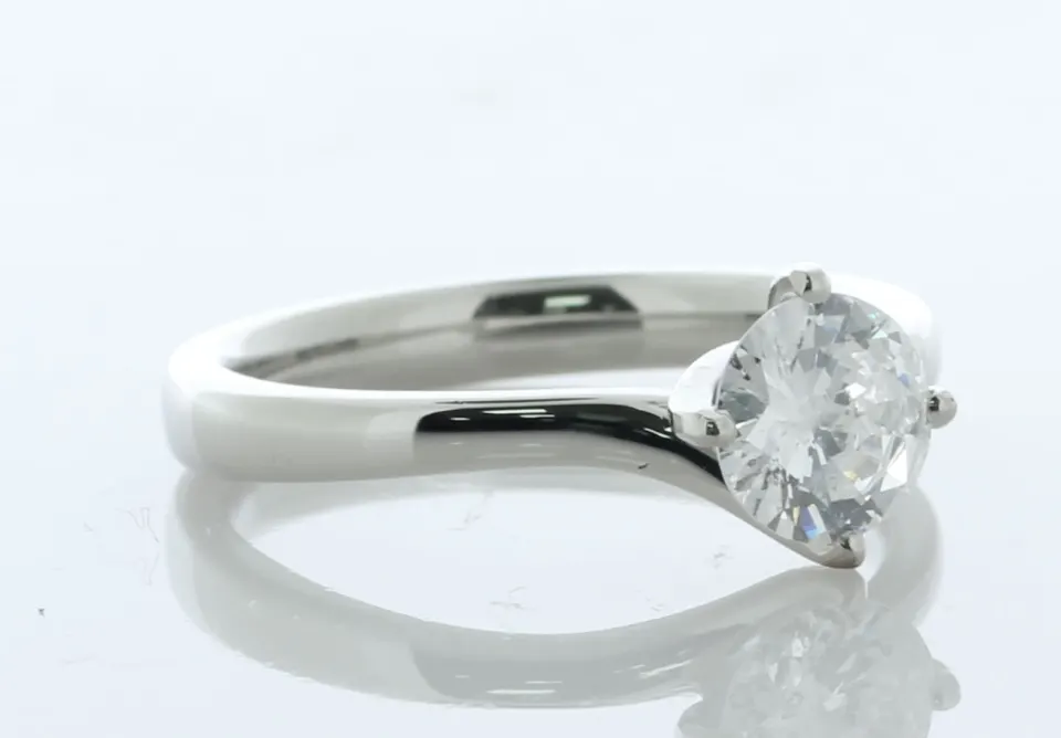 Platinum Single Stone Fancy Claw Set Diamond Ring 0.71 Carats