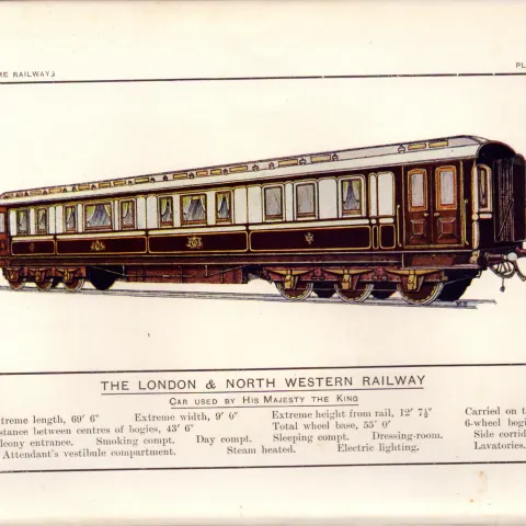 London & North Western Railway Kings Carriage Train Antique Book Plate.