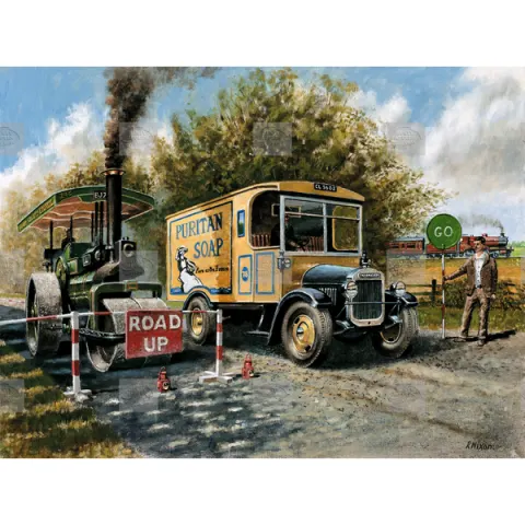 1927 Thornycroft Van Passes Garrett 10 Ton Steam Roller Metal SignVintage Reproduction Designed