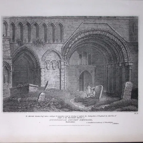 Dunstable Priory Church Beds Rare John Britton 191 Years-Old Antique Steel Engraving-4