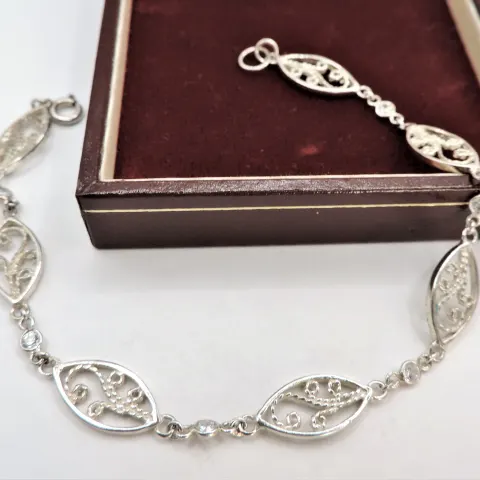 Sterling Silver Filigree Gemstone Bracelet New with Gift Pouch