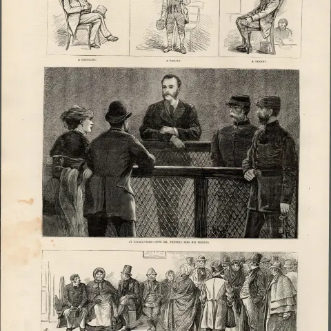 Crisis in Ireland Bailiff Landlord & Tenant  1881  Antique Print.