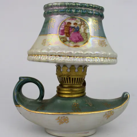 Decorative Small Vintage Porcelain Oil Lamp