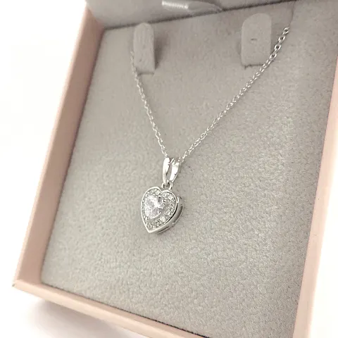 Sterling Silver Gemstone Heart Necklace New With Gift Box
