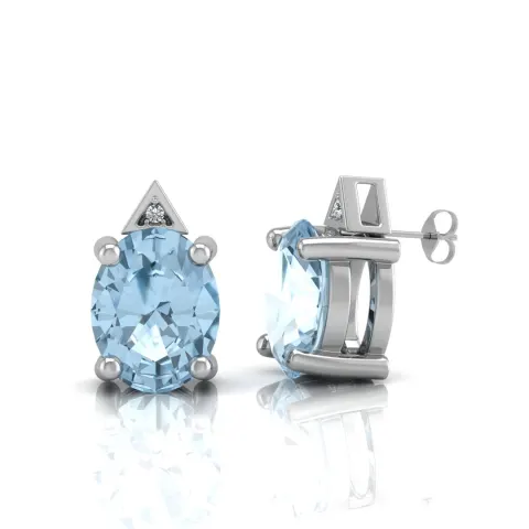 9ct White Gold Diamond And Blue Topaz Earring 0.01
