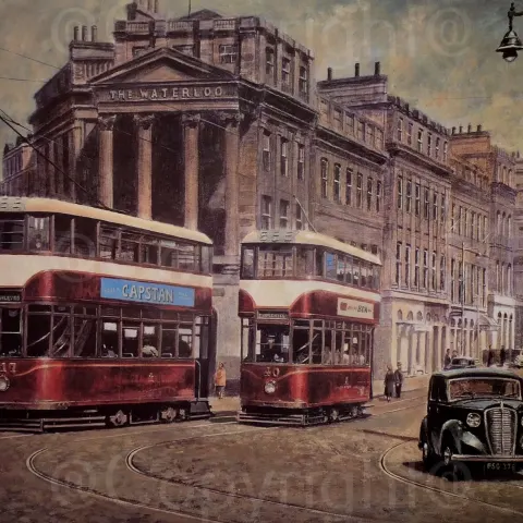 Edinburgh Trams Outside Waterloo Nostalgic Transport Of The Past Metal Wall Art