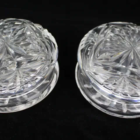 Pair of Vintage Walsh Crystal Bowl & Covers