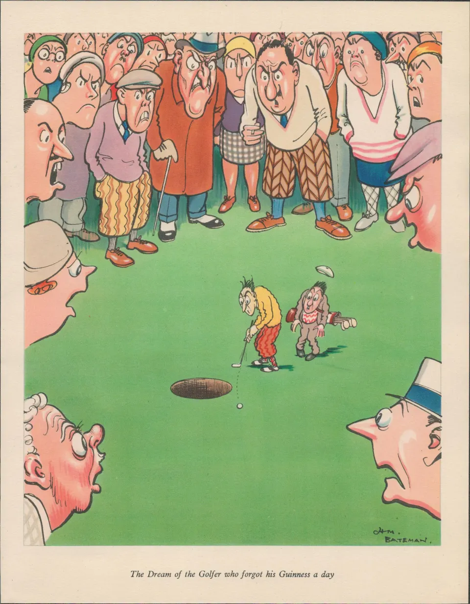 Rare 86 Yrs Old 1937 Guinness  Double Sided Print The Pressure of Golf
