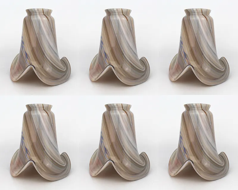 Set of 6 Agate Style Glass Shades
