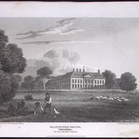 Blandford House Oxfordshire Antique 212 Years-Old Steel-Engraving-59