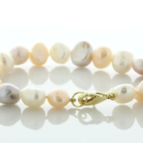 7.5 inch Baroque Shaped Freshwater Cultured 8.0 - 8.5mm Pearl Bracelet With Brass Clasp