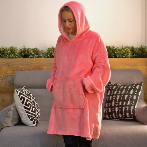 Oversized Ultra-Soft Fleece Snuggle Hoodie – Light Pink