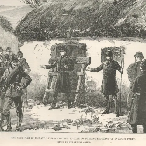 1887 Irish Land Wars Cork Priest Chained to Gate to Prevent Eviction Party