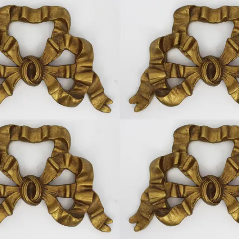Set of 4 Vintage Gilt Bow Ribbon Wall Decoration Hanging