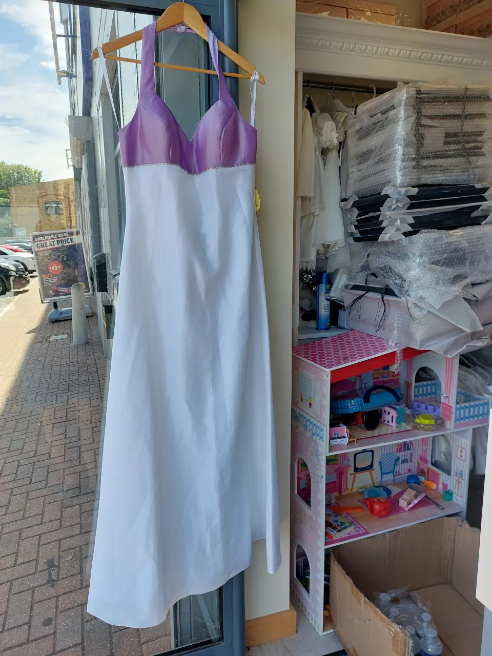 Lilac and white prom dress size XL approx 14 to 16