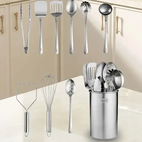 10-Piece Stainless Steel Kitchen Utensil Set – Premium Nonstick & Heat-Resistant