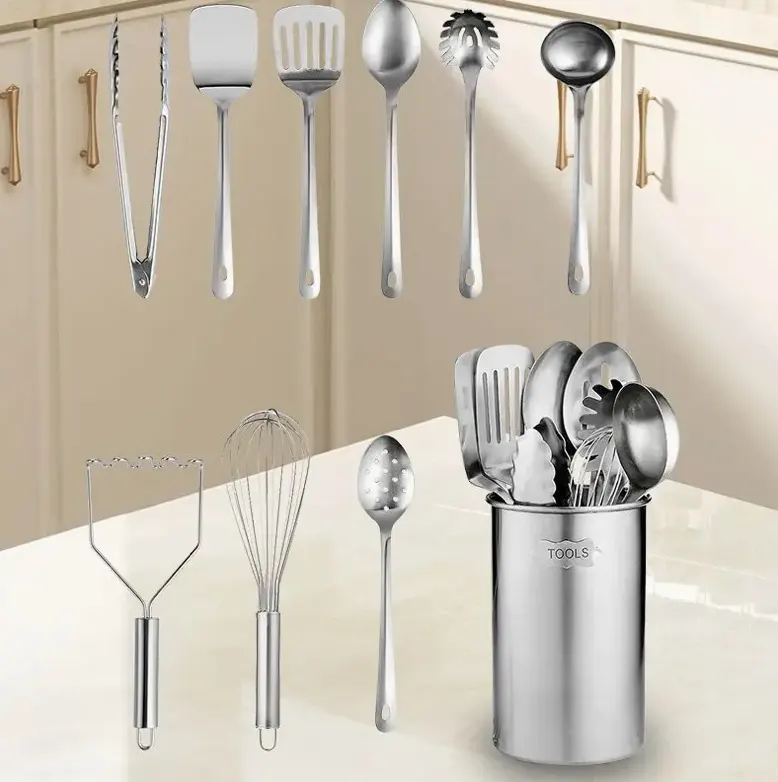 10-Piece Stainless Steel Kitchen Utensil Set – Premium Nonstick & Heat-Resistant