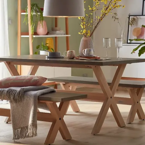 (39/P6) RRP £500.  House Beautiful Carly Concrete 6 Seater Dining Table. (H78x W180x D90cm). (Pleas
