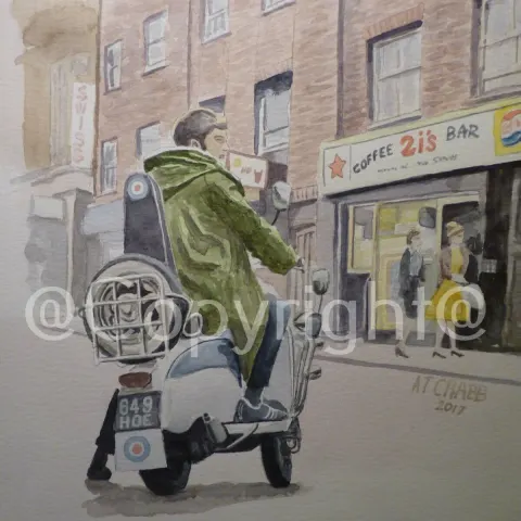 Mod Outside The 2i's Soho London Coffee Bar Nostalgic 1960's Metal Wall Art