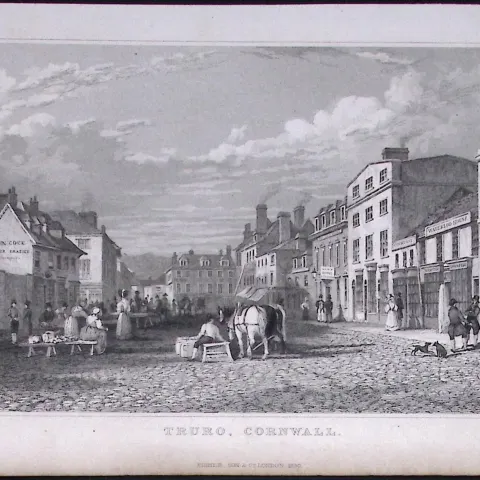 Cornwall Truro Town Antique 193 Years-Old Steel-Engraving-31