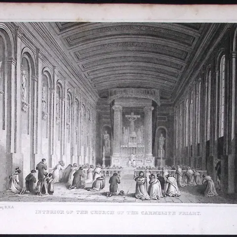 Dublin Church Of The Carmelite Friary 194 Years Old Antique Steel Engraving-23