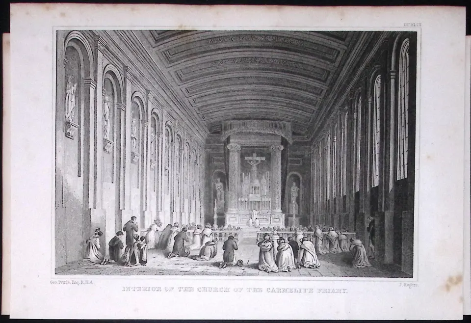 Dublin Church Of The Carmelite Friary 194 Years Old Antique Steel Engraving-23