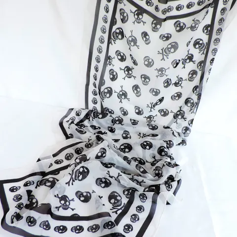 Chiffon Skull Print Scarf 142 x 45cm