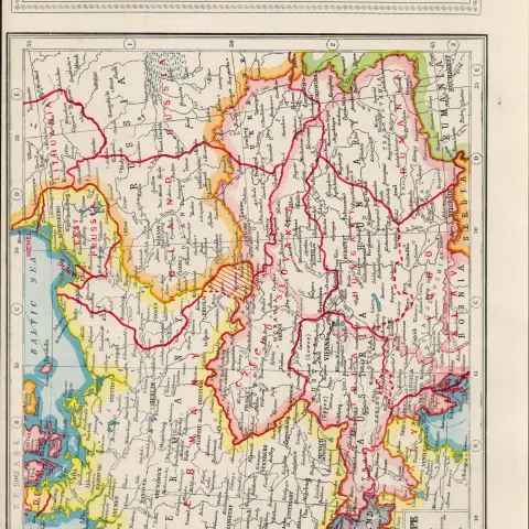 WW1 Central Europe 1914-1920  Coloured Antique Map 1922.