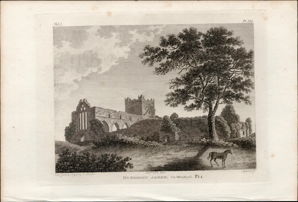 Dunbrody Abbey  Co Wexford  Rare 1791 Francis Grose Antique Print.
