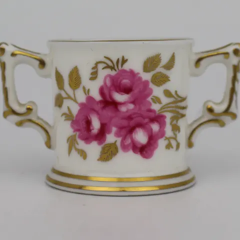Royal Crown Derby miniature Royal Pinxton Roses Two Handled Cup