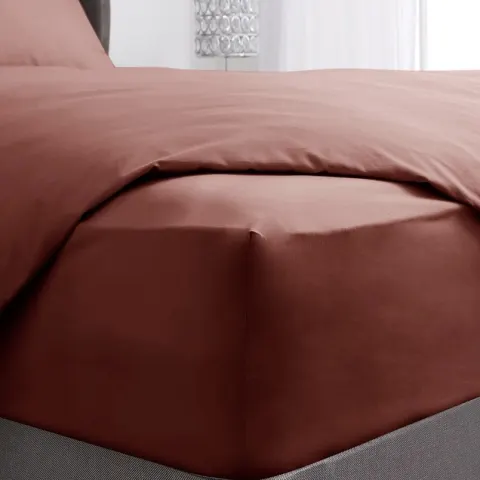 200TC PDYE Deep Fit Fitted Sheet Rust Single