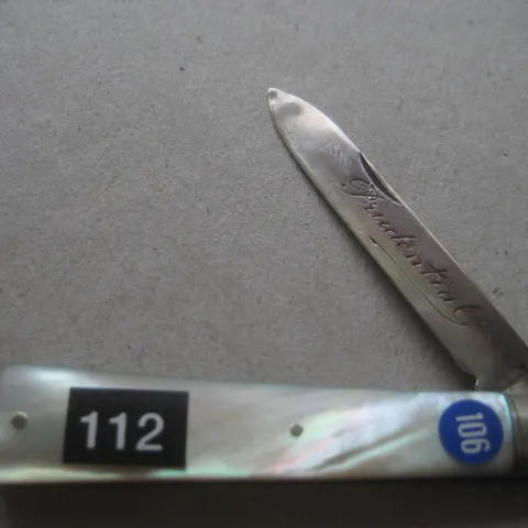George V Mother of Pearl Hafted Silver Bladed Folding Fruit Knife