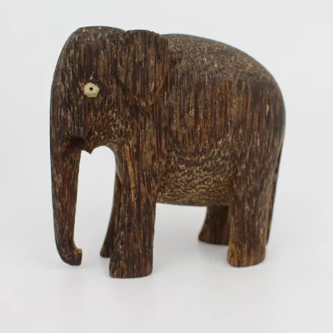 Small Carved Elephant Figurine – Possibly Palm Wood or Coconut Husk