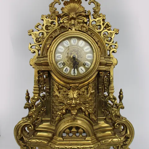French Louis XV Style Brass Mantel Clock