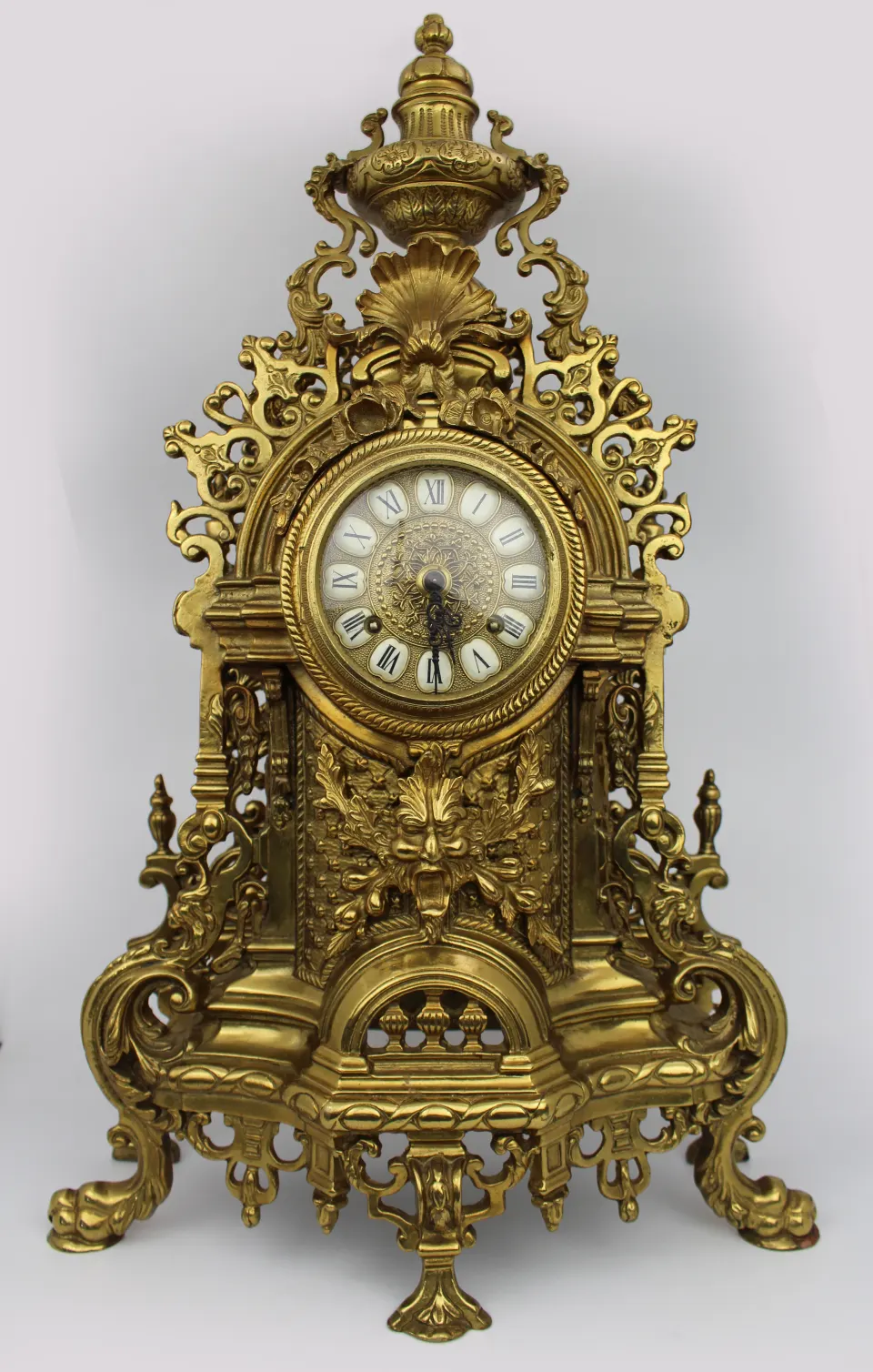 French Louis XV Style Brass Mantel Clock