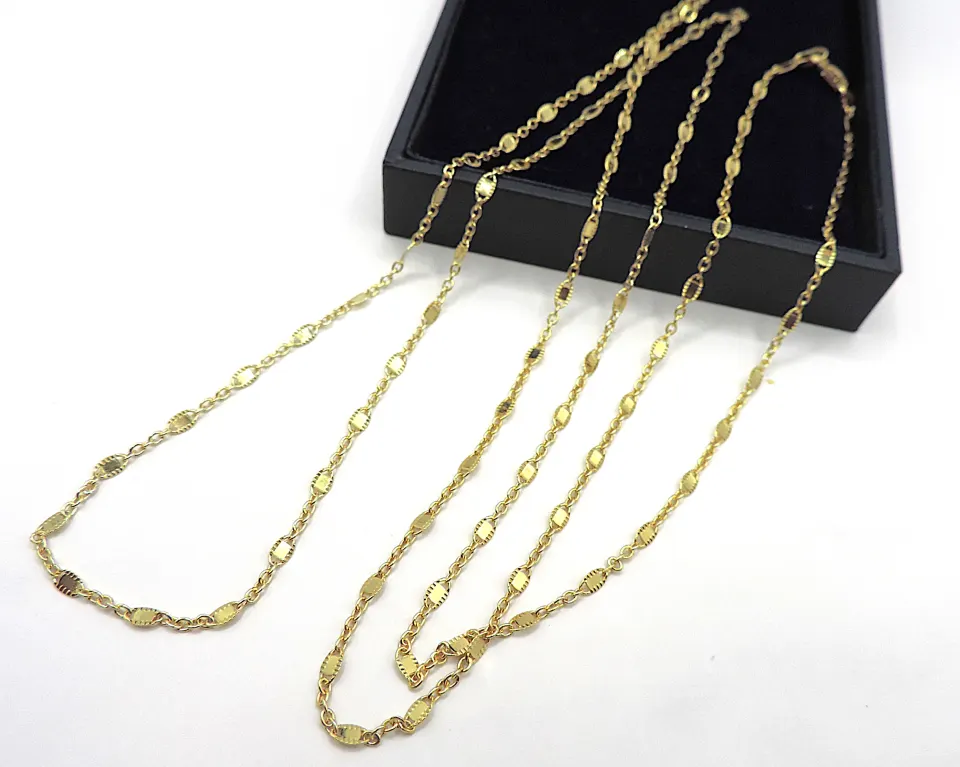Italian Gold On 925 Silver 34 inch Chain Necklace New With Gift Box