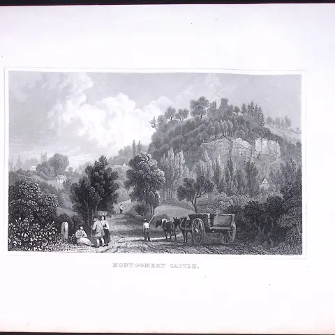 Wales-Montgomery Castle Antique 166-Year-Old  Steel Engraving-5