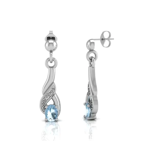 9ct White Gold Diamond And Blue Topaz Earrings
