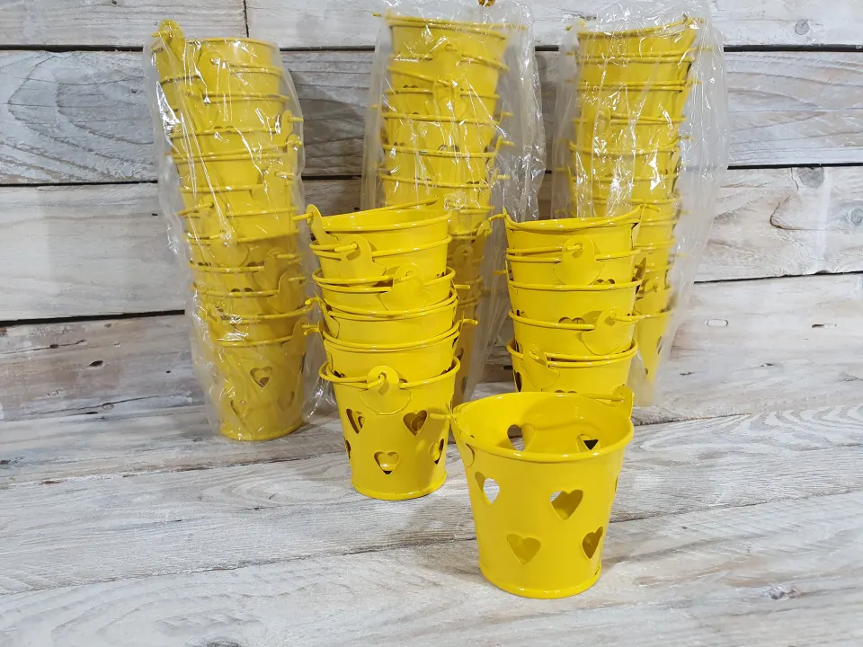 Pack of 48 Light Blue Decorative Pales with heart cut-out decoration. Approx 52mm high.  Rrp £144