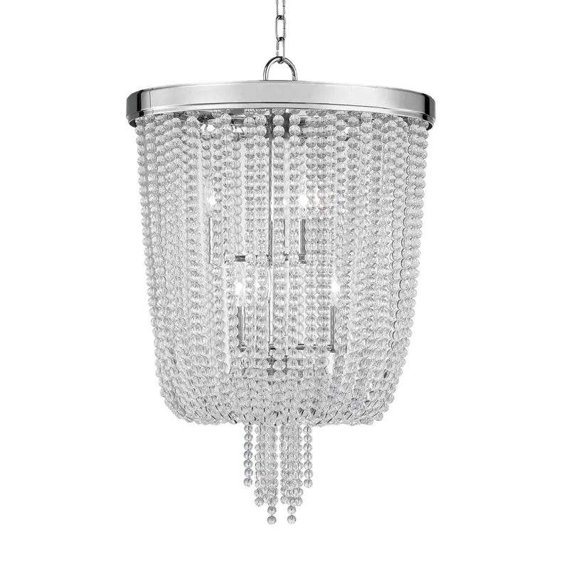 Heavy Polished Nickel & Crystal Designer Chandelier