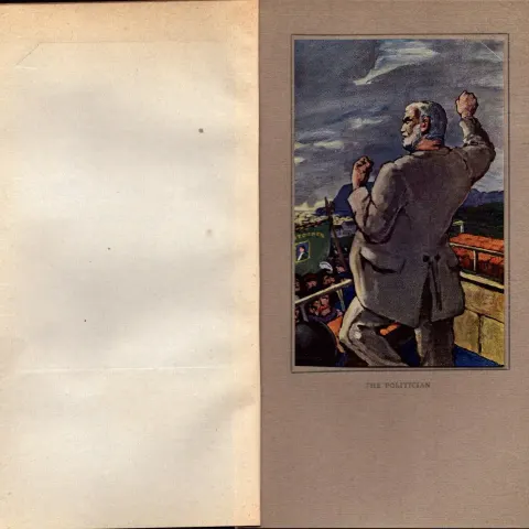 “The Politician” Antique 109 Years Old Jack B Yeats Colour Book Plate.