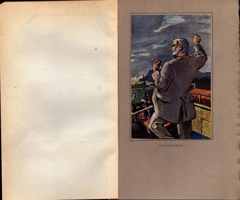 “The Politician” Antique 109 Years Old Jack B Yeats Colour Book Plate.