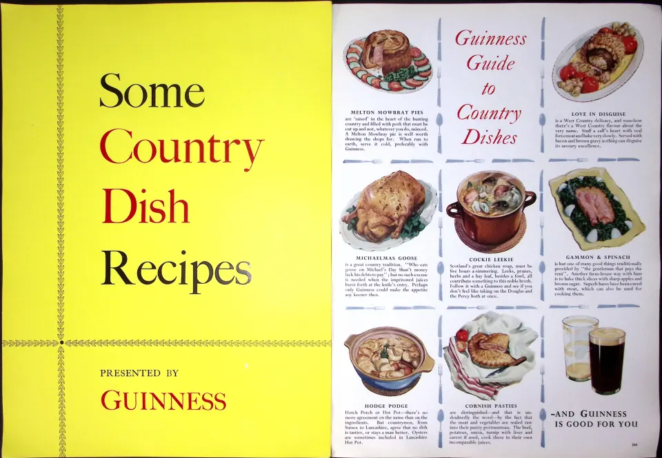 Guinness Guide County Dish Recipes Coloured 60-Year-Old 4 Page Print